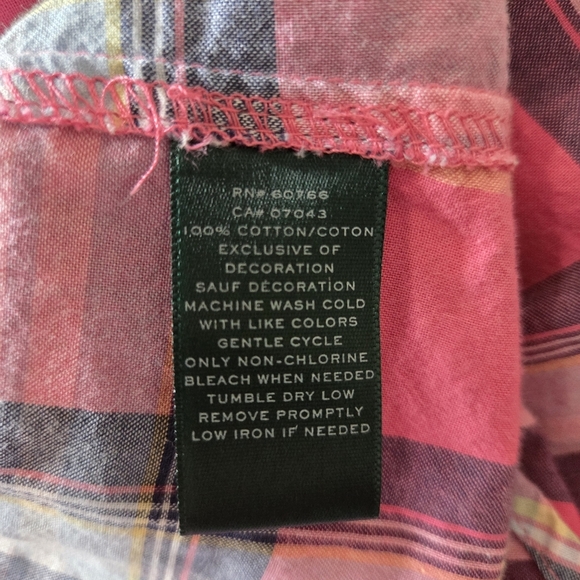 Ralph Lauren Pink Plaid Button Down Shirt Wirh Monogrammed Pocket Size Small - Picture 6 of 7
